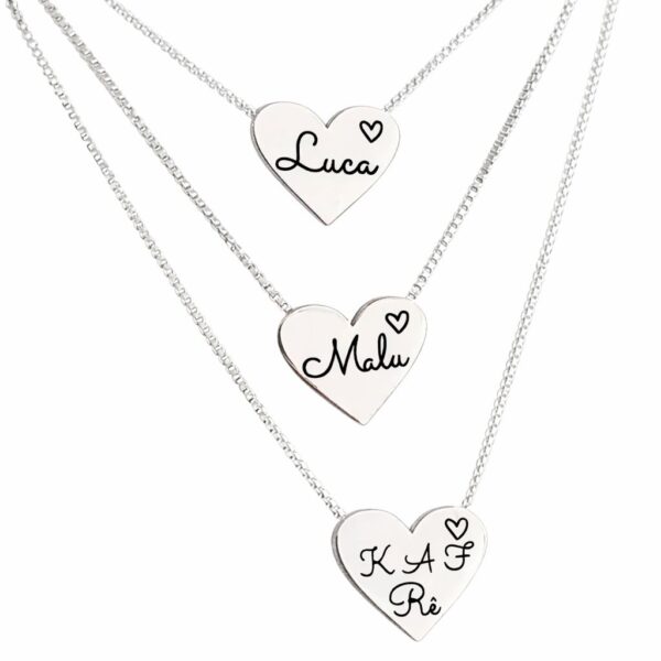 PINGENTE CORAÇÃO + COLAR PERSONALIZADO